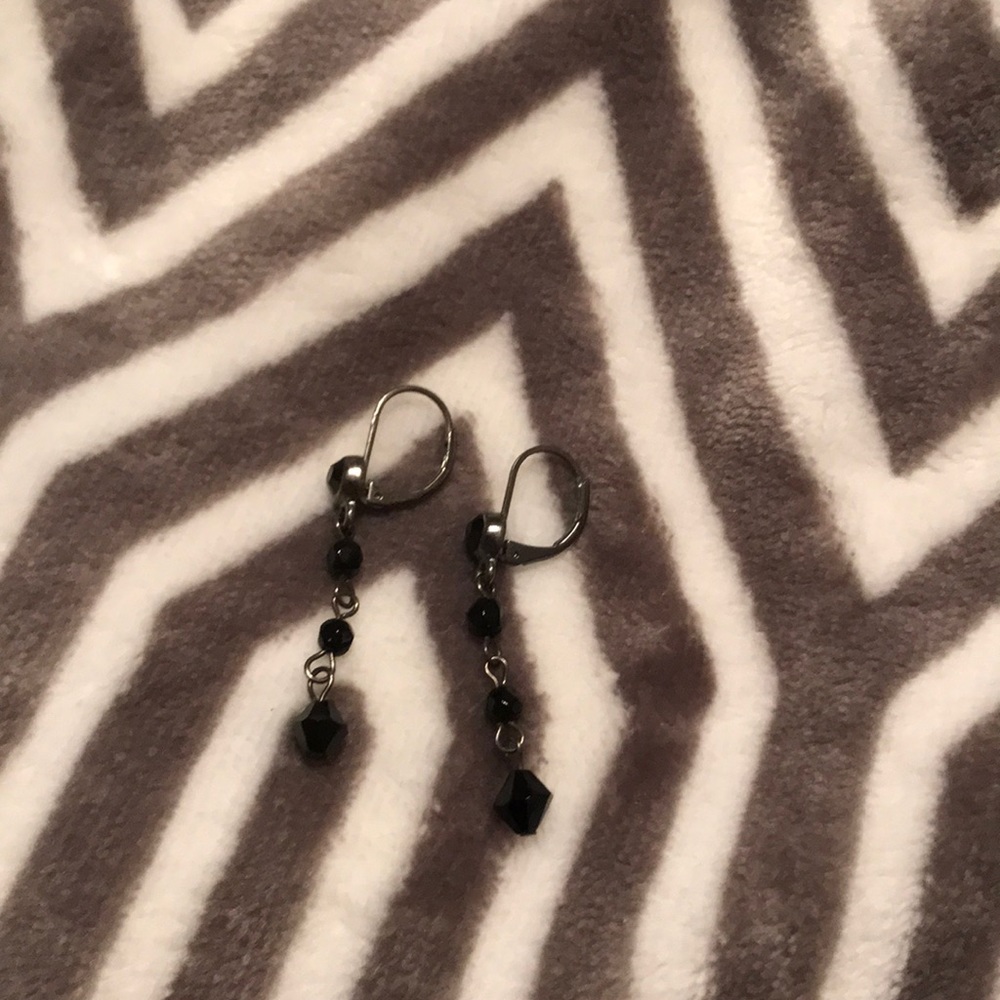 Black silver earrings